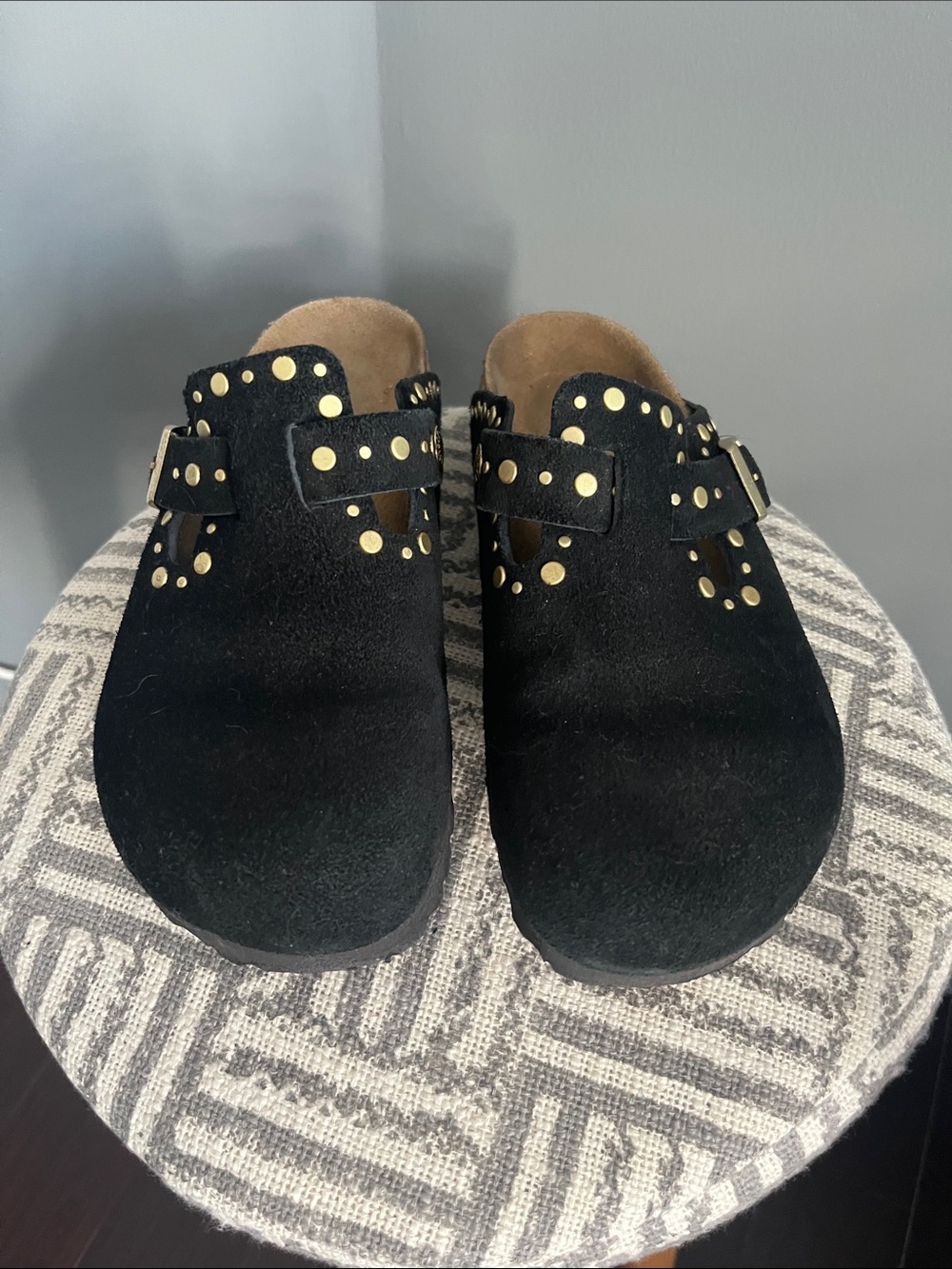Birkenstock suede Boston clogs gold studs size 38 - Picture 3 of 3